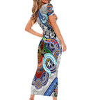 Custom NAIDOC Week 2024 North Melbourne Kangaroos Family Matching Short Sleeve Bodycon Dress and Hawaiian Shirt Australia Aboriginal Dot Painting