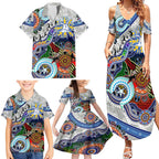 Custom NAIDOC Week 2024 North Melbourne Kangaroos Family Matching Summer Maxi Dress and Hawaiian Shirt Australia Aboriginal Dot Painting