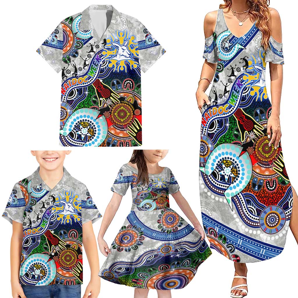 Custom NAIDOC Week 2024 North Melbourne Kangaroos Family Matching Summer Maxi Dress and Hawaiian Shirt Australia Aboriginal Dot Painting