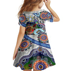Custom NAIDOC Week 2024 North Melbourne Kangaroos Family Matching Summer Maxi Dress and Hawaiian Shirt Australia Aboriginal Dot Painting