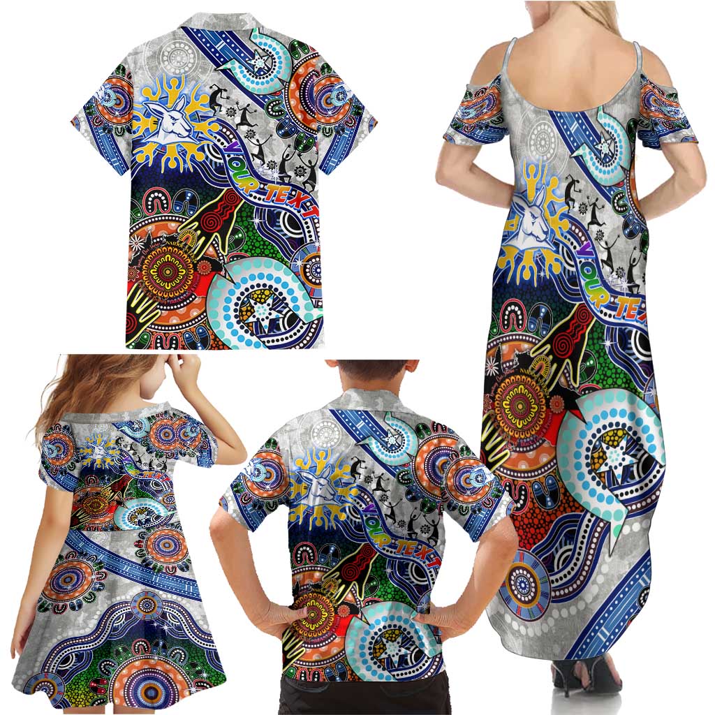 Custom NAIDOC Week 2024 North Melbourne Kangaroos Family Matching Summer Maxi Dress and Hawaiian Shirt Australia Aboriginal Dot Painting