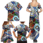 Custom NAIDOC Week 2024 North Melbourne Kangaroos Family Matching Summer Maxi Dress and Hawaiian Shirt Australia Aboriginal Dot Painting