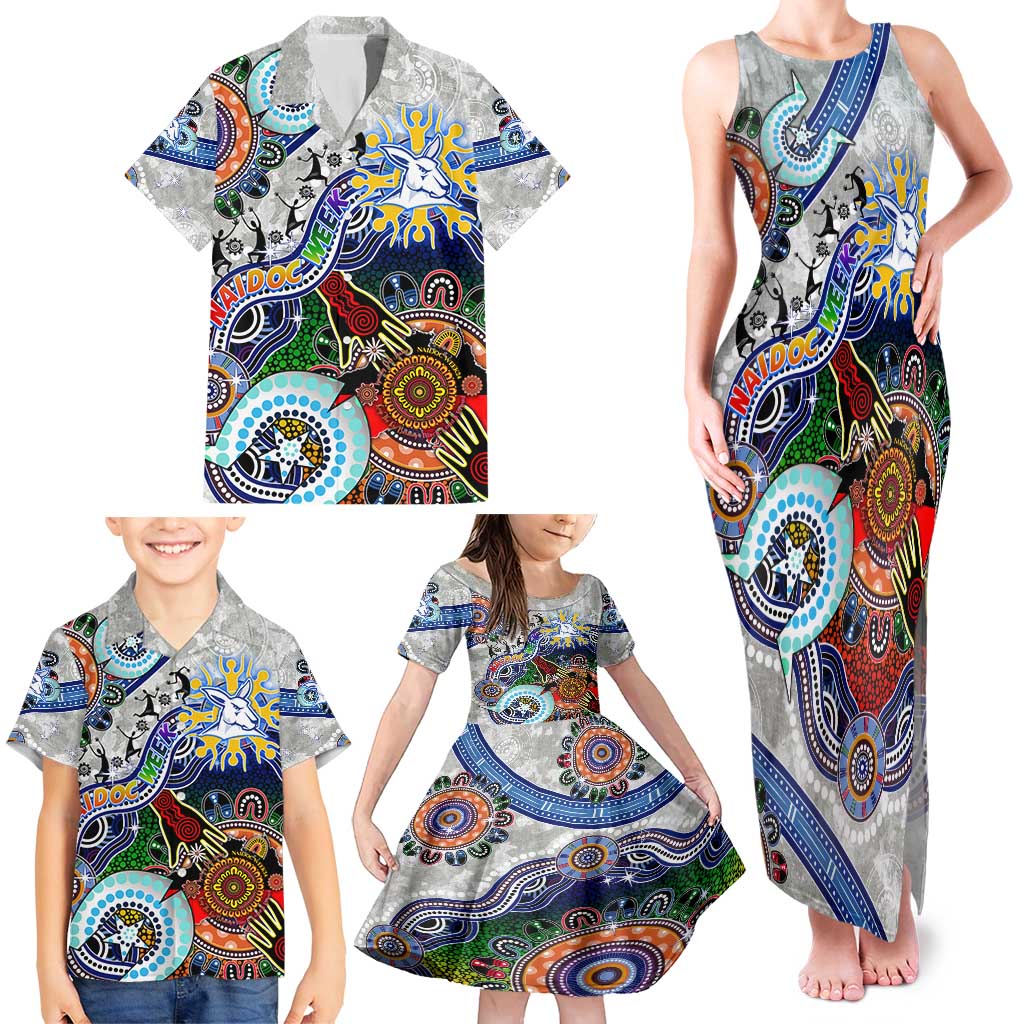 Custom NAIDOC Week 2024 North Melbourne Kangaroos Family Matching Tank Maxi Dress and Hawaiian Shirt Australia Aboriginal Dot Painting