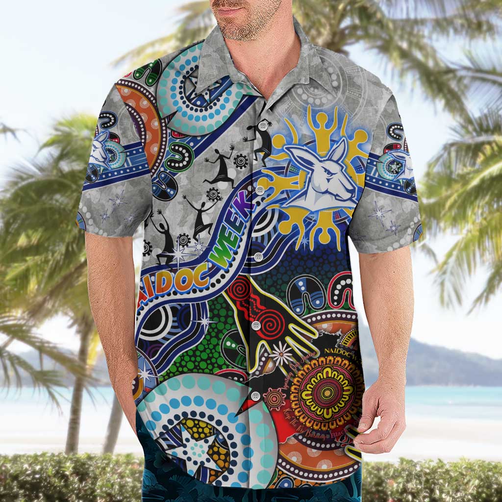 Custom NAIDOC Week 2024 North Melbourne Kangaroos Hawaiian Shirt Australia Aboriginal Dot Painting