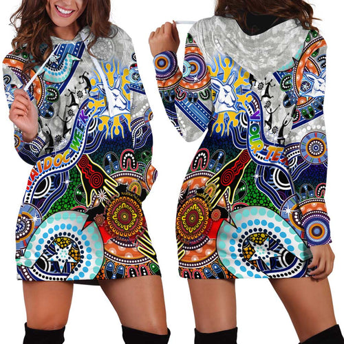 Custom NAIDOC Week 2024 North Melbourne Kangaroos Hoodie Dress Australia Aboriginal Dot Painting