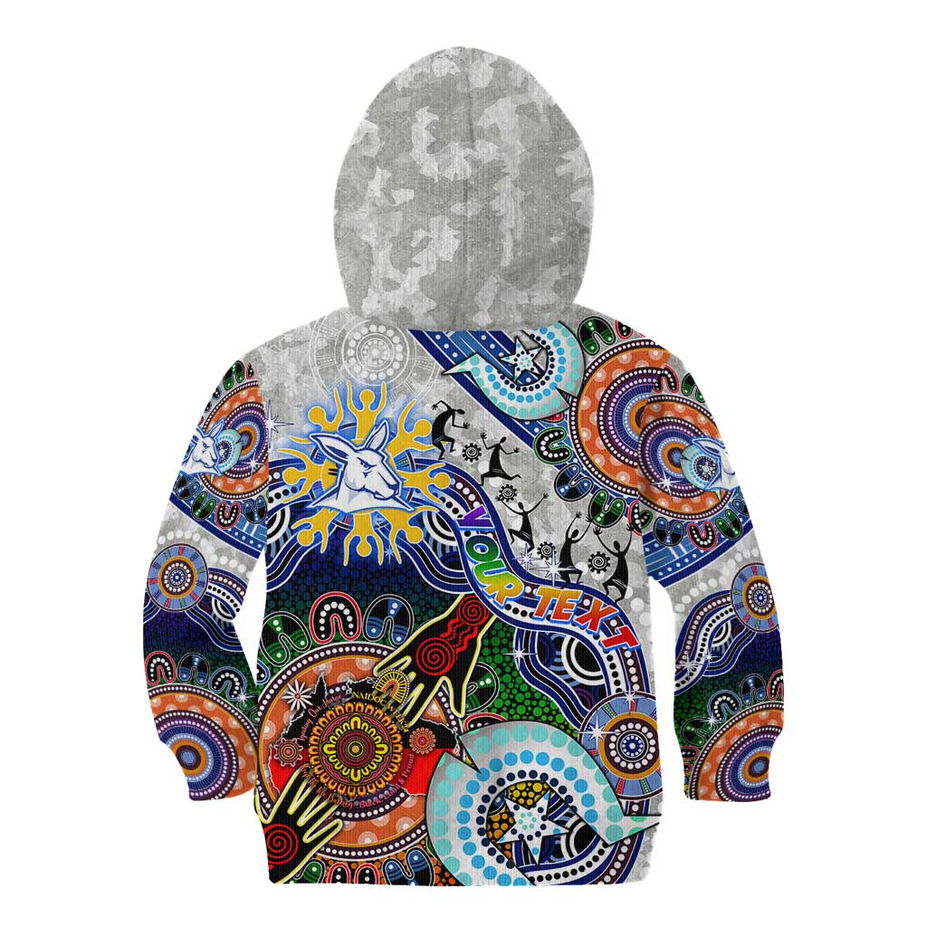 Custom NAIDOC Week 2024 North Melbourne Kangaroos Kid Hoodie Australia Aboriginal Dot Painting