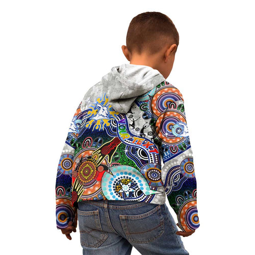 Custom NAIDOC Week 2024 North Melbourne Kangaroos Kid Hoodie Australia Aboriginal Dot Painting