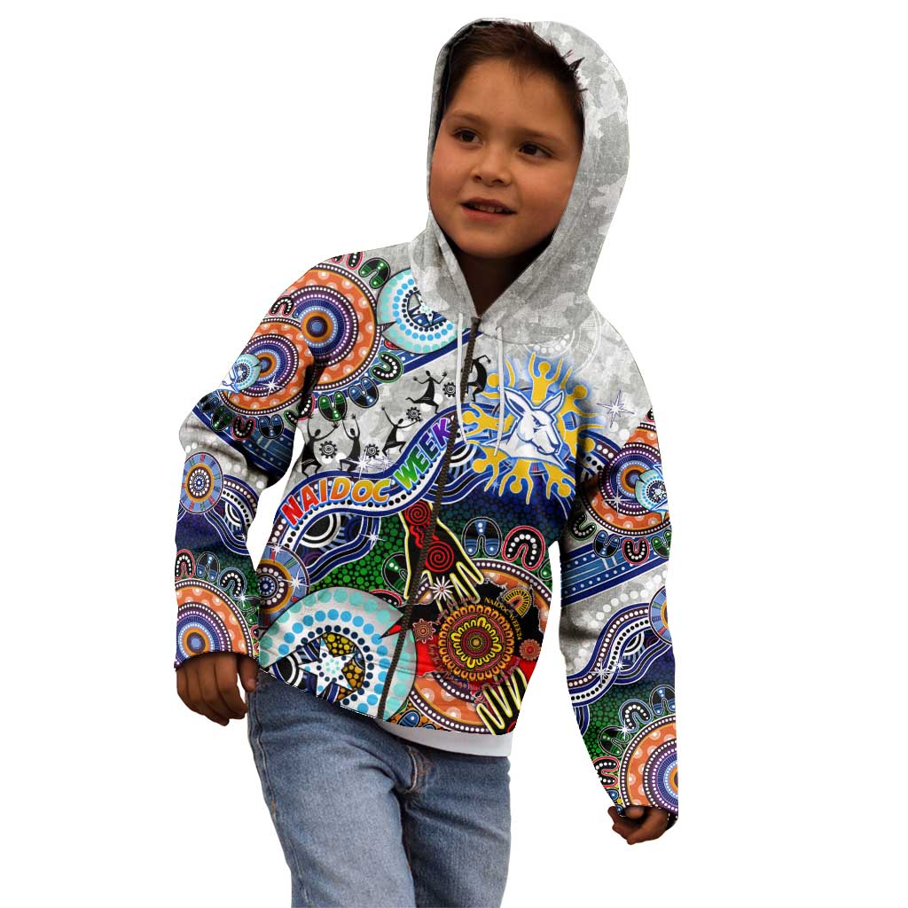 Custom NAIDOC Week 2024 North Melbourne Kangaroos Kid Hoodie Australia Aboriginal Dot Painting