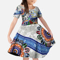 Custom NAIDOC Week 2024 North Melbourne Kangaroos Kid Short Sleeve Dress Australia Aboriginal Dot Painting