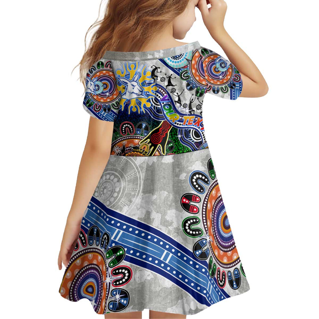 Custom NAIDOC Week 2024 North Melbourne Kangaroos Kid Short Sleeve Dress Australia Aboriginal Dot Painting