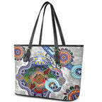 Custom NAIDOC Week 2024 North Melbourne Kangaroos Leather Tote Bag Australia Aboriginal Dot Painting