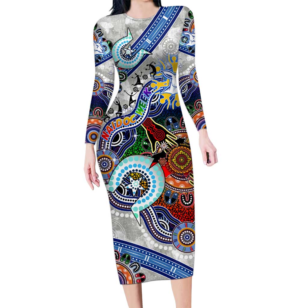 Custom NAIDOC Week 2024 North Melbourne Kangaroos Long Sleeve Bodycon Dress Australia Aboriginal Dot Painting