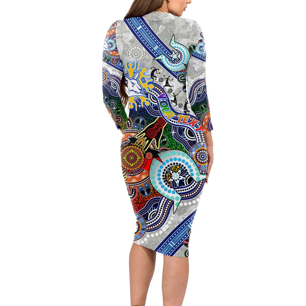 Custom NAIDOC Week 2024 North Melbourne Kangaroos Long Sleeve Bodycon Dress Australia Aboriginal Dot Painting