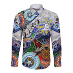 Custom NAIDOC Week 2024 North Melbourne Kangaroos Long Sleeve Button Shirt Australia Aboriginal Dot Painting