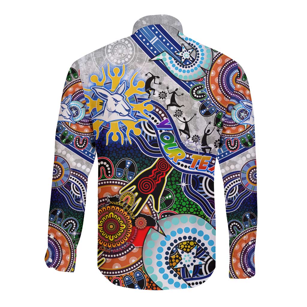 Custom NAIDOC Week 2024 North Melbourne Kangaroos Long Sleeve Button Shirt Australia Aboriginal Dot Painting