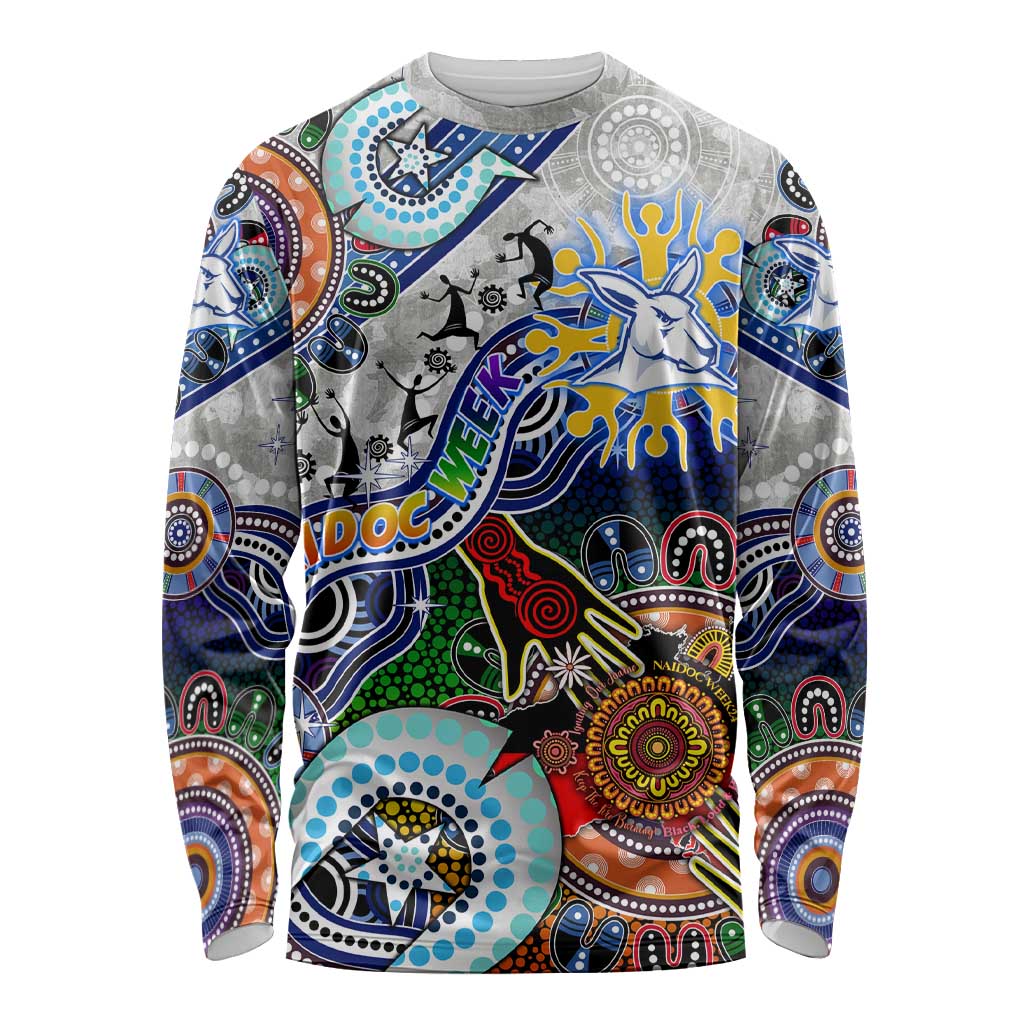 Custom NAIDOC Week 2024 North Melbourne Kangaroos Long Sleeve Shirt Australia Aboriginal Dot Painting