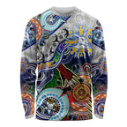 Custom NAIDOC Week 2024 North Melbourne Kangaroos Long Sleeve Shirt Australia Aboriginal Dot Painting