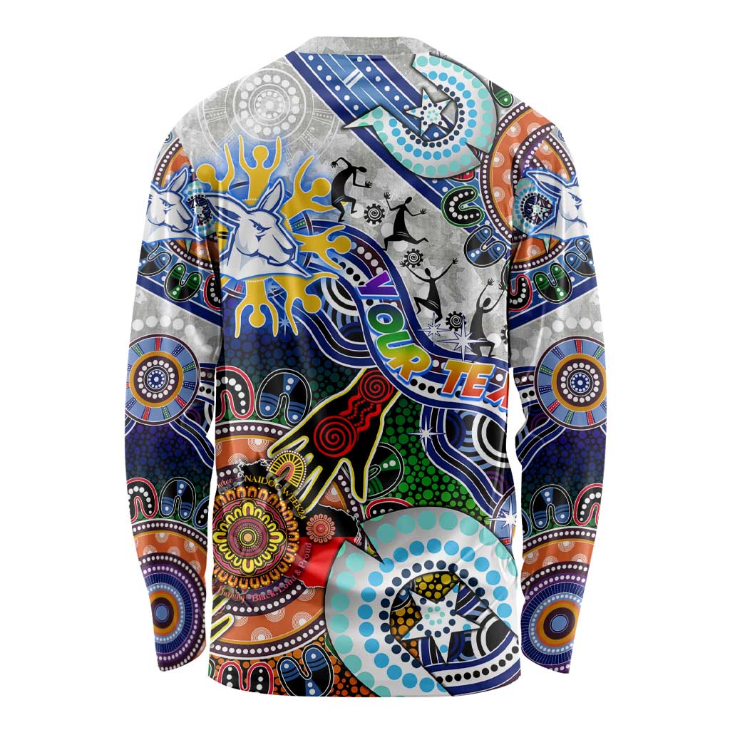 Custom NAIDOC Week 2024 North Melbourne Kangaroos Long Sleeve Shirt Australia Aboriginal Dot Painting