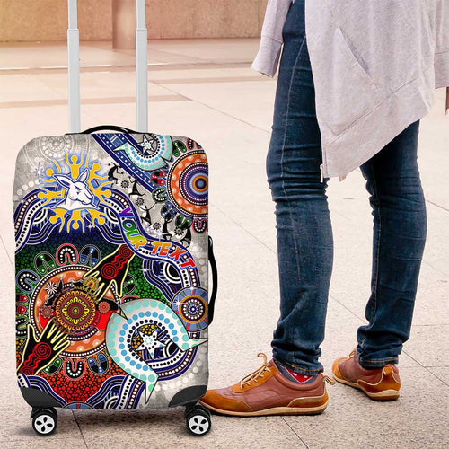 Custom NAIDOC Week 2024 North Melbourne Kangaroos Luggage Cover Australia Aboriginal Dot Painting