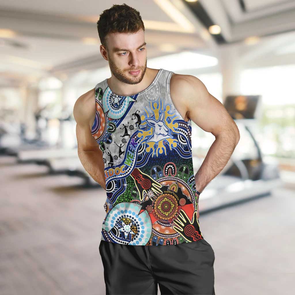Custom NAIDOC Week 2024 North Melbourne Kangaroos Men Tank Top Australia Aboriginal Dot Painting