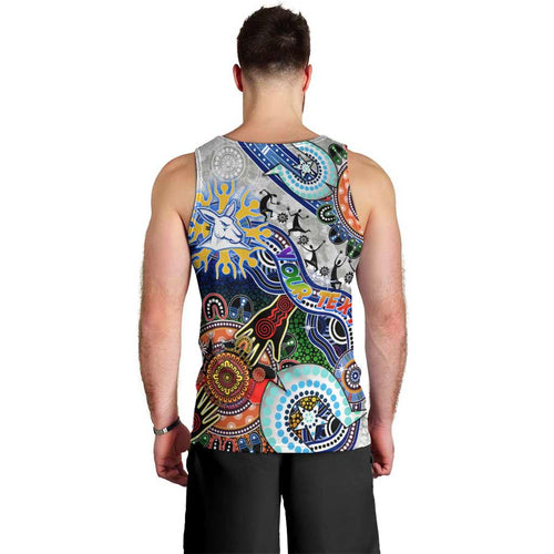Custom NAIDOC Week 2024 North Melbourne Kangaroos Men Tank Top Australia Aboriginal Dot Painting