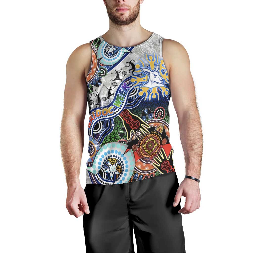 Custom NAIDOC Week 2024 North Melbourne Kangaroos Men Tank Top Australia Aboriginal Dot Painting