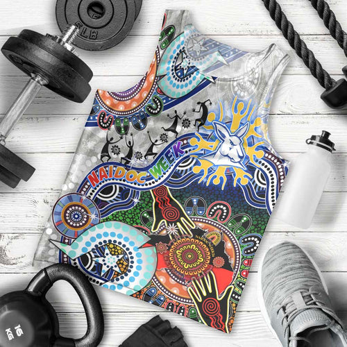 Custom NAIDOC Week 2024 North Melbourne Kangaroos Men Tank Top Australia Aboriginal Dot Painting