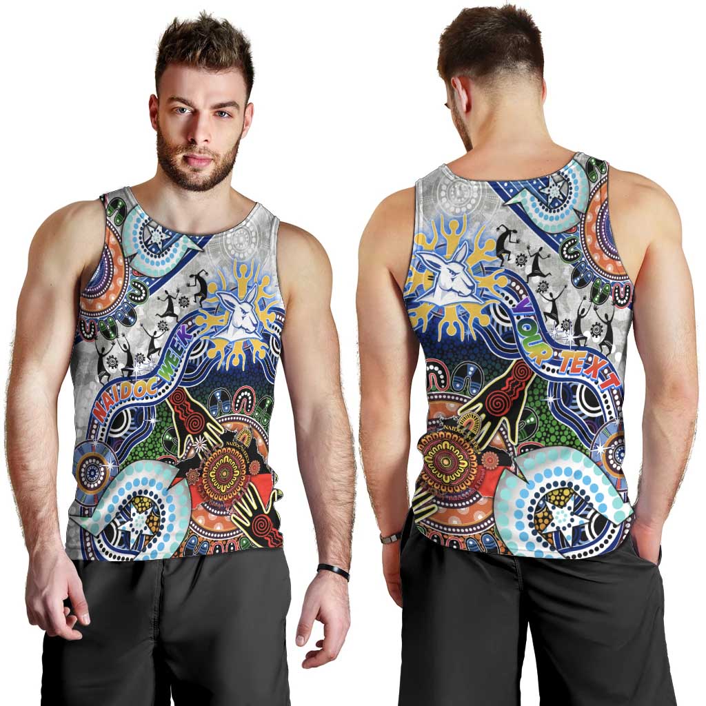 Custom NAIDOC Week 2024 North Melbourne Kangaroos Men Tank Top Australia Aboriginal Dot Painting