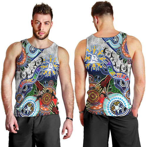 Custom NAIDOC Week 2024 North Melbourne Kangaroos Men Tank Top Australia Aboriginal Dot Painting