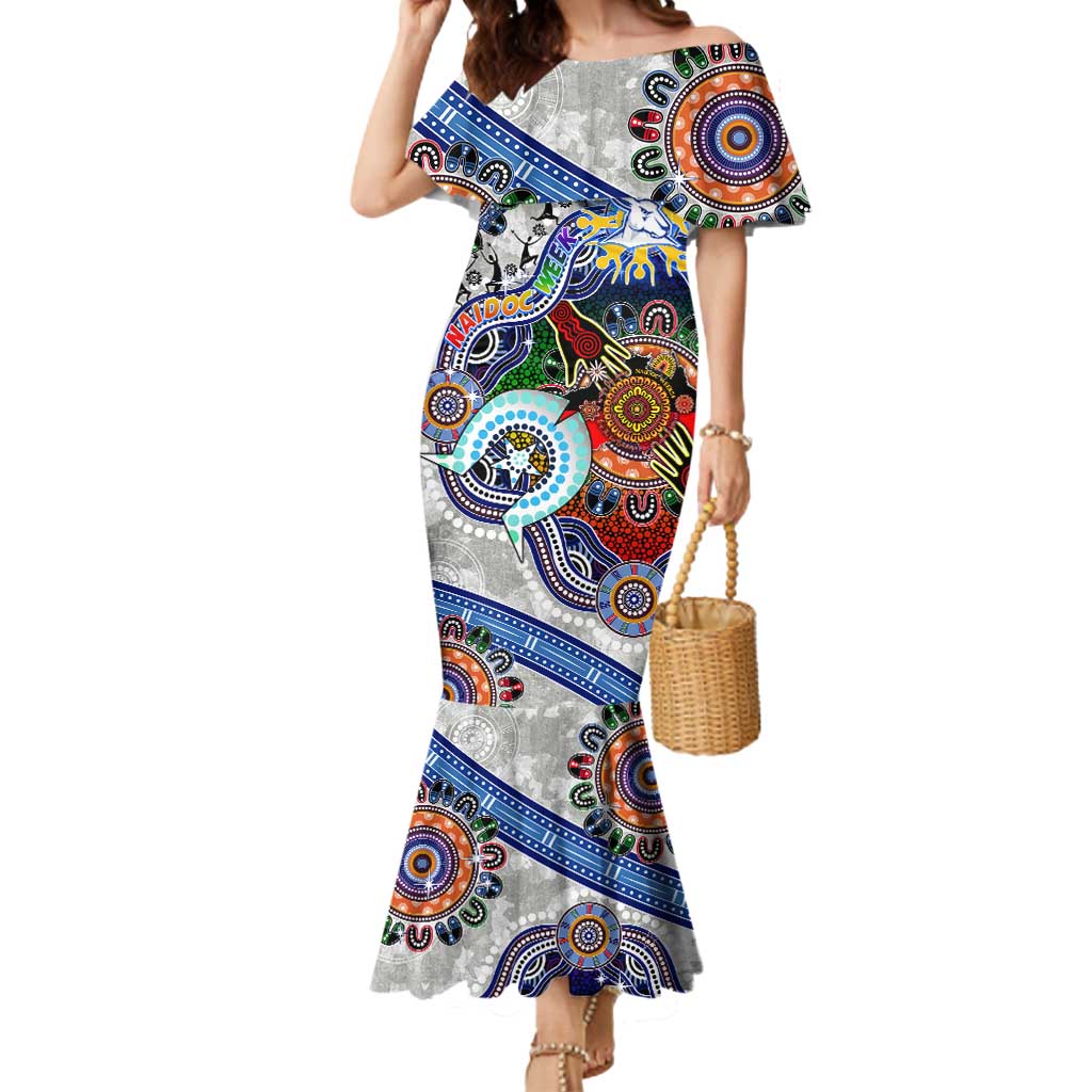 Custom NAIDOC Week 2024 North Melbourne Kangaroos Mermaid Dress Australia Aboriginal Dot Painting
