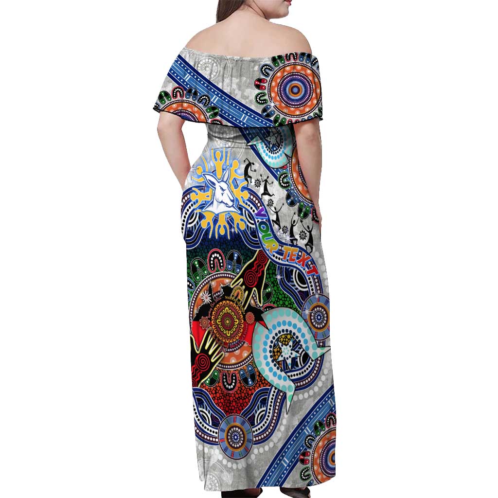 Custom NAIDOC Week 2024 North Melbourne Kangaroos Off Shoulder Maxi Dress Australia Aboriginal Dot Painting