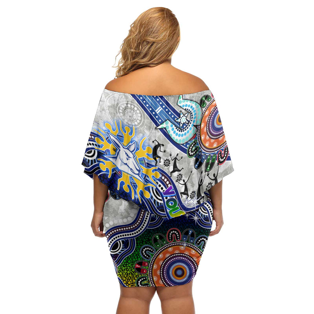 Custom NAIDOC Week 2024 North Melbourne Kangaroos Off Shoulder Short Dress Australia Aboriginal Dot Painting