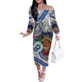 Custom NAIDOC Week 2024 North Melbourne Kangaroos Off The Shoulder Long Sleeve Dress Australia Aboriginal Dot Painting