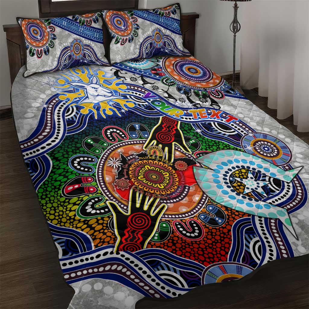Custom NAIDOC Week 2024 North Melbourne Kangaroos Quilt Bed Set Australia Aboriginal Dot Painting