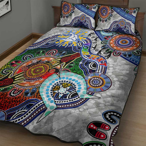 Custom NAIDOC Week 2024 North Melbourne Kangaroos Quilt Bed Set Australia Aboriginal Dot Painting