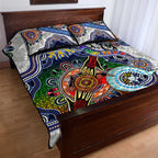 Custom NAIDOC Week 2024 North Melbourne Kangaroos Quilt Bed Set Australia Aboriginal Dot Painting