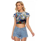 Custom NAIDOC Week 2024 North Melbourne Kangaroos Raglan Cropped T Shirt Australia Aboriginal Dot Painting
