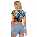 Custom NAIDOC Week 2024 North Melbourne Kangaroos Raglan Cropped T Shirt Australia Aboriginal Dot Painting