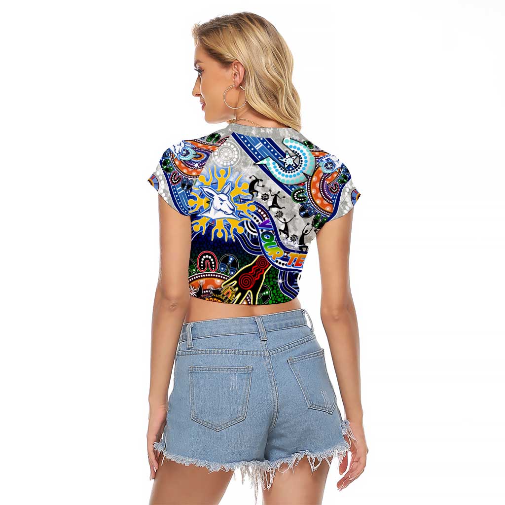 Custom NAIDOC Week 2024 North Melbourne Kangaroos Raglan Cropped T Shirt Australia Aboriginal Dot Painting