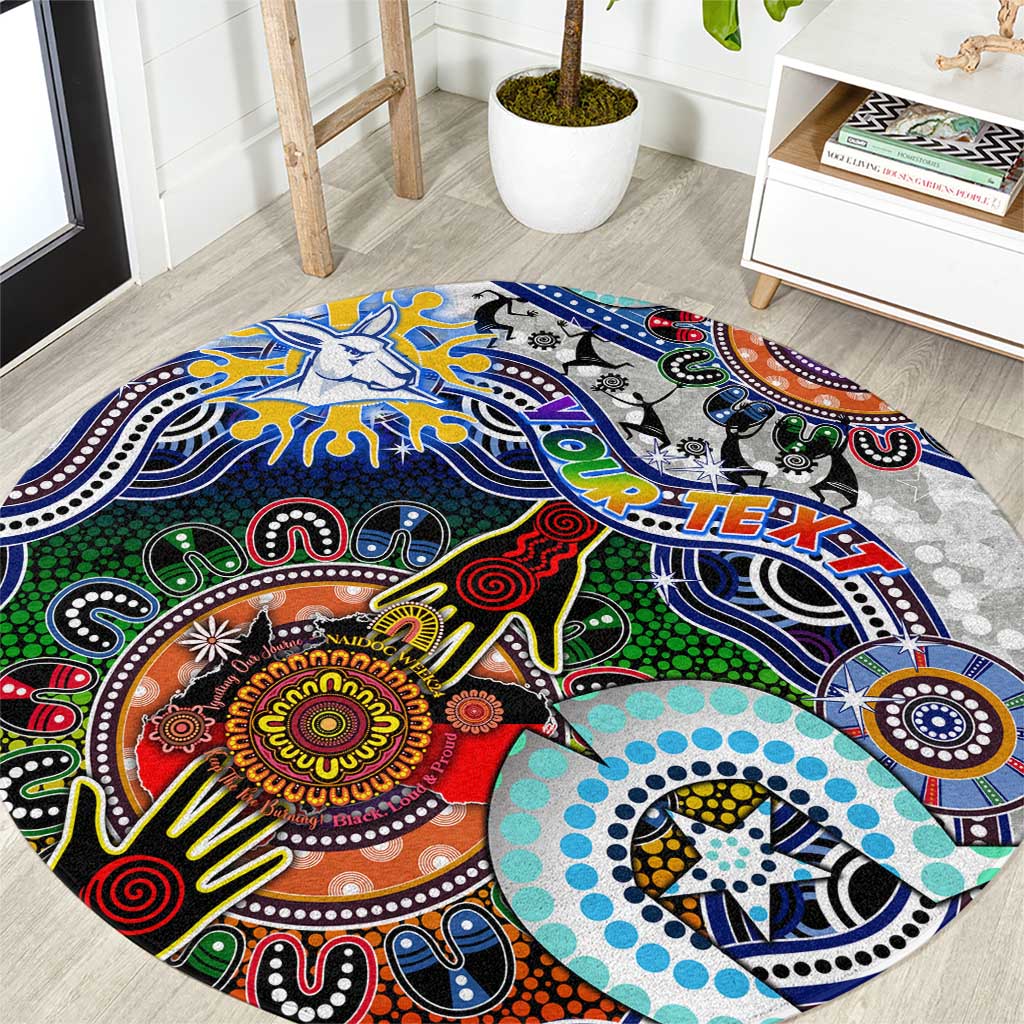 Custom NAIDOC Week 2024 North Melbourne Kangaroos Round Carpet Australia Aboriginal Dot Painting