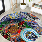 Custom NAIDOC Week 2024 North Melbourne Kangaroos Round Carpet Australia Aboriginal Dot Painting
