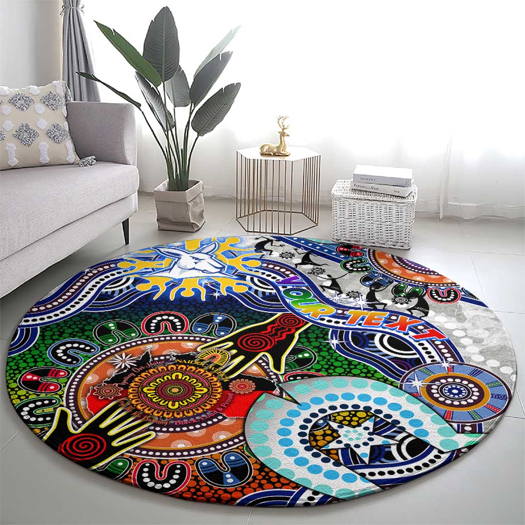 Custom NAIDOC Week 2024 North Melbourne Kangaroos Round Carpet Australia Aboriginal Dot Painting