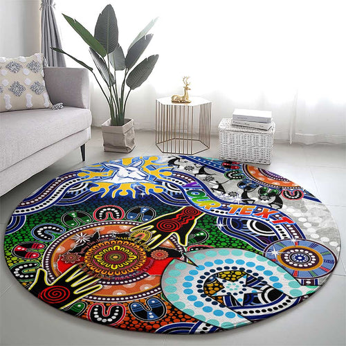 Custom NAIDOC Week 2024 North Melbourne Kangaroos Round Carpet Australia Aboriginal Dot Painting