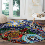 Custom NAIDOC Week 2024 North Melbourne Kangaroos Round Carpet Australia Aboriginal Dot Painting