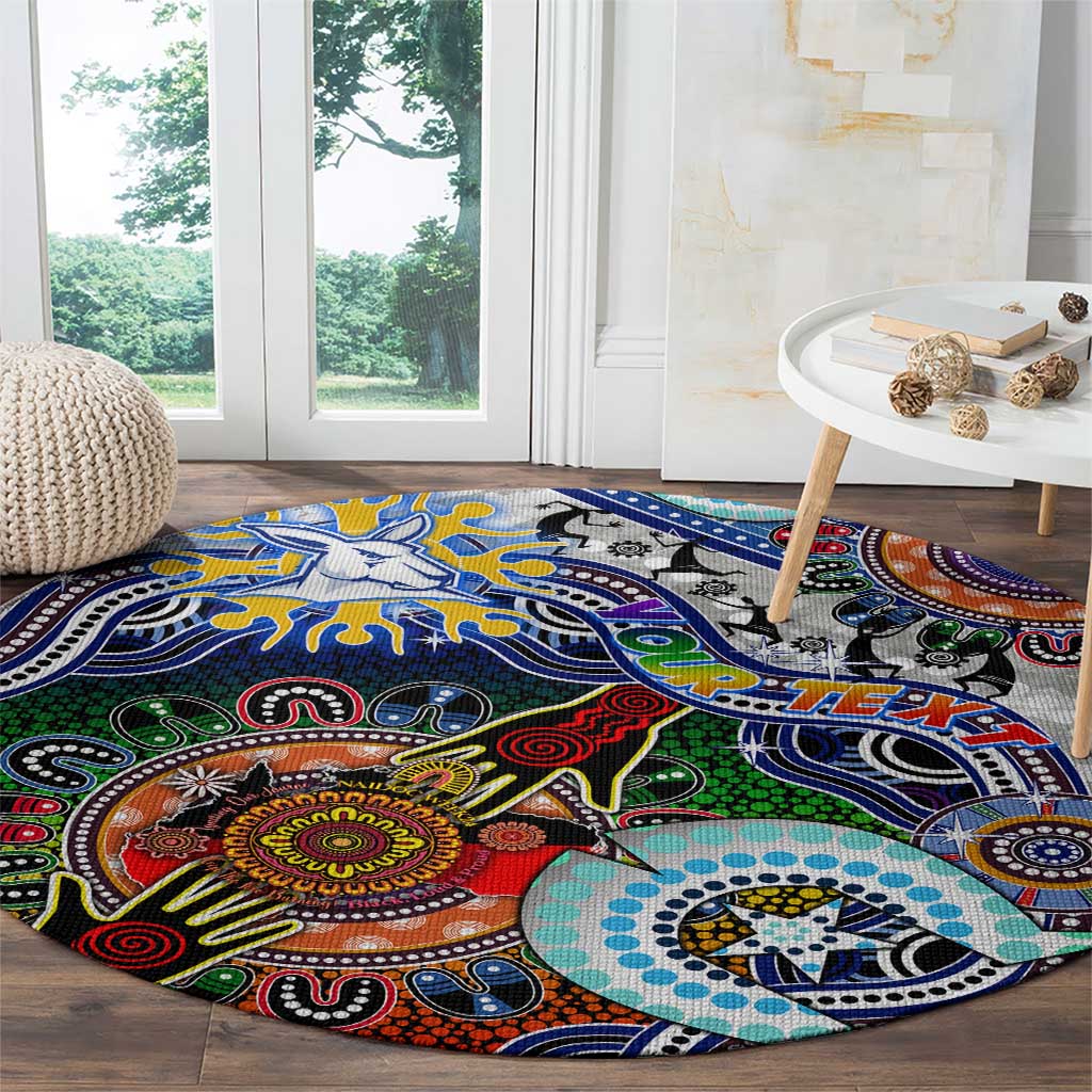 Custom NAIDOC Week 2024 North Melbourne Kangaroos Round Carpet Australia Aboriginal Dot Painting