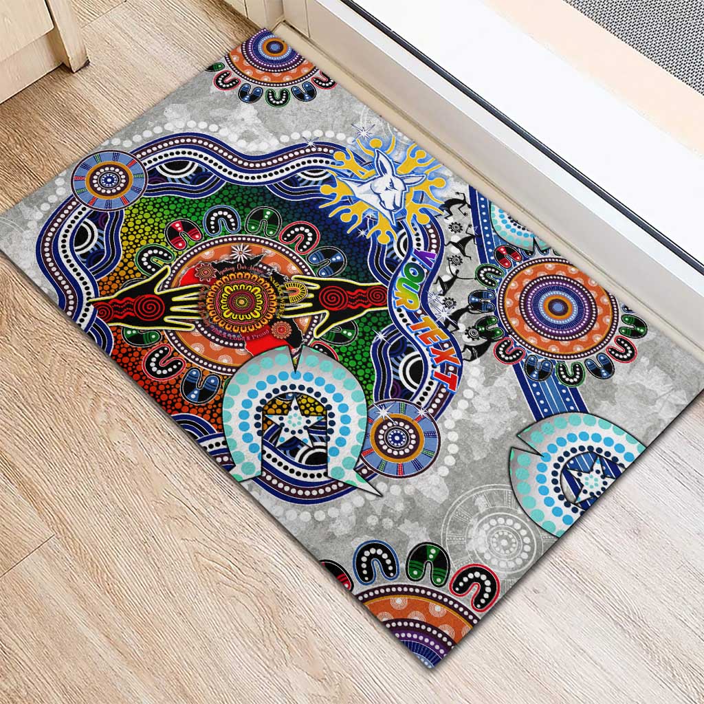 Custom NAIDOC Week 2024 North Melbourne Kangaroos Rubber Doormat Australia Aboriginal Dot Painting