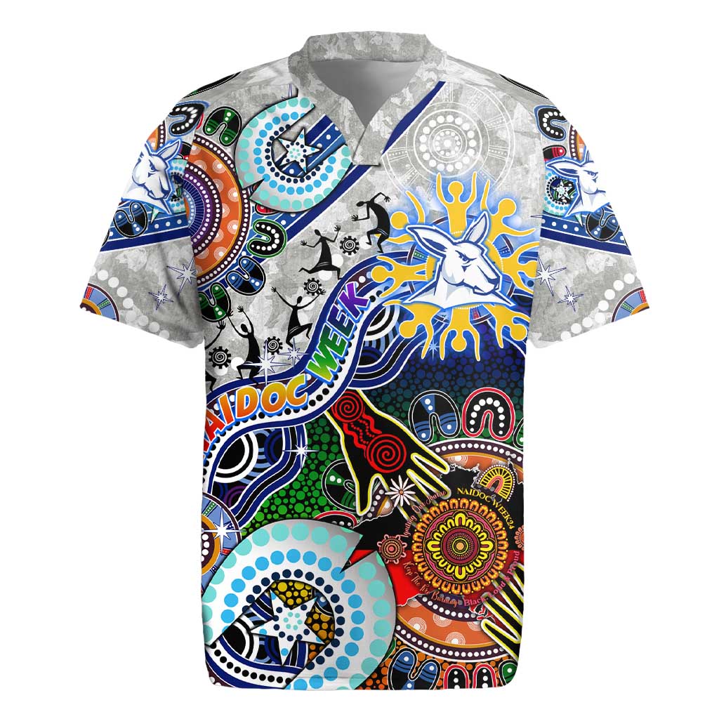 Custom NAIDOC Week 2024 North Melbourne Kangaroos Rugby Jersey Australia Aboriginal Dot Painting
