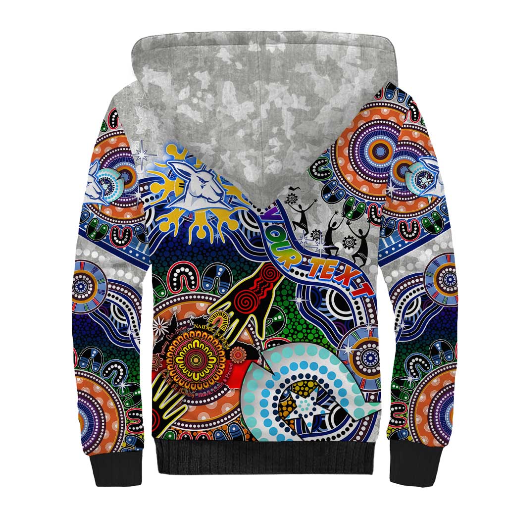 Custom NAIDOC Week 2024 North Melbourne Kangaroos Sherpa Hoodie Australia Aboriginal Dot Painting