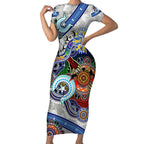 Custom NAIDOC Week 2024 North Melbourne Kangaroos Short Sleeve Bodycon Dress Australia Aboriginal Dot Painting