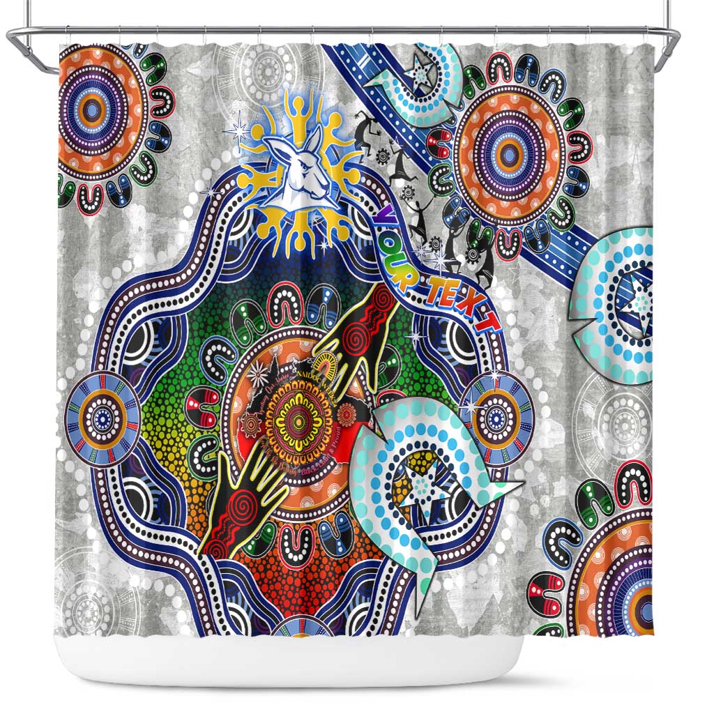 Custom NAIDOC Week 2024 North Melbourne Kangaroos Shower Curtain Australia Aboriginal Dot Painting